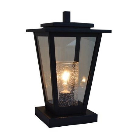 Arroyo Craftsman 8" Brighton  Cloumn Mount, Black, Clear with White Inner Cylinder Glass BRC-8CLR/WHT-BK